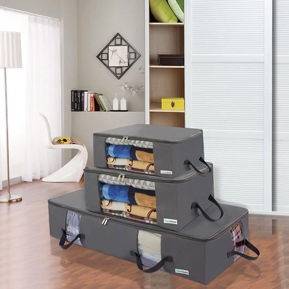 

HOT SALE! Zipped Clothes Duvet Clothing Pillow Under Bed Handle Storage Organizer Bag Foldable Storage Bags