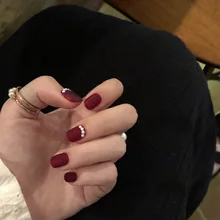 Японский стиль поддельные ногти патч тусклый лак красный матовый короткий желанный доступен с износ Маникюр готовой Продукт Фея рука N