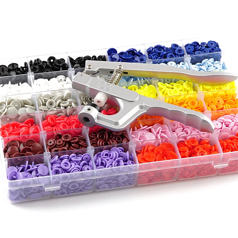 

U Shape Fastener Snap Pliers KAM Button + 120 set T5 Plastic Resin Snap Button Press Stud Cloth Button Press Machine Sewing Tool