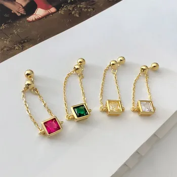 

Gold Color 925 Sterling Silver Ring Charm Adjustable Chain Cubic Zirconia Rings for Women Girl Finger Simple Silver 925 Jewelry