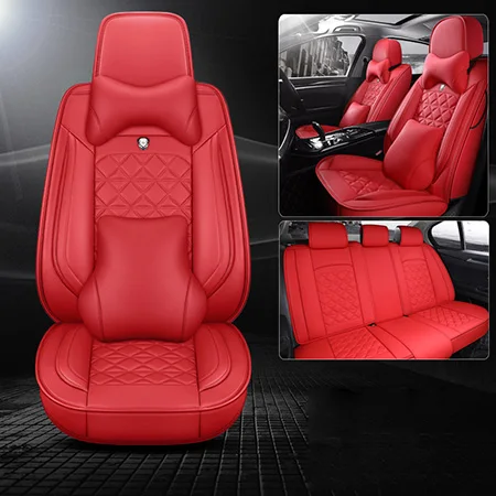 Кожаные автомобильные чехлы для toyota estima fj cruiser fortuner harrier highlander hilux vitz wish of - Название цвета: Red Luxury