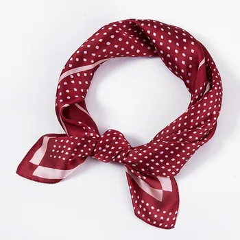 

2109 Spring And Autumn New INS Artistic Small Square Towel Polkadot Scarf Women's Decoration Versatile Black jin yuandian Scarf