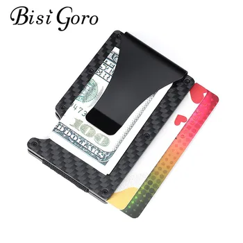 

Bisi Goro 2020 Mini Card Case New Men RFID Anti-thief Credit Card Wallet Carbon Fiber Business Bank ID Card Holder Slim Wallet