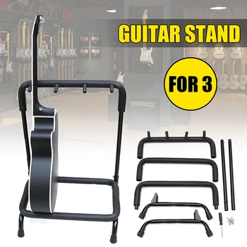 

3 Holder Stainless Steel Guitar Stand Guitar Rack Stand Bass Acoustic Stringed Instrument Guitar Parts Accessories