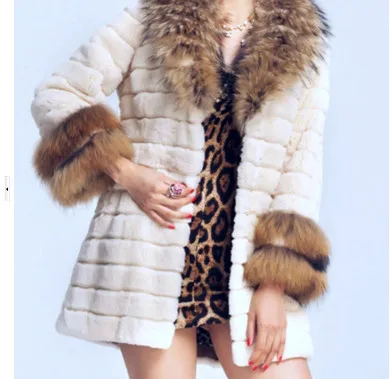 Casaco Feminino женское элегантное пальто с кроличьим мехом верхняя одежда офис 6XL женский меховой воротник плюс размер волнистый вырез шуба V519