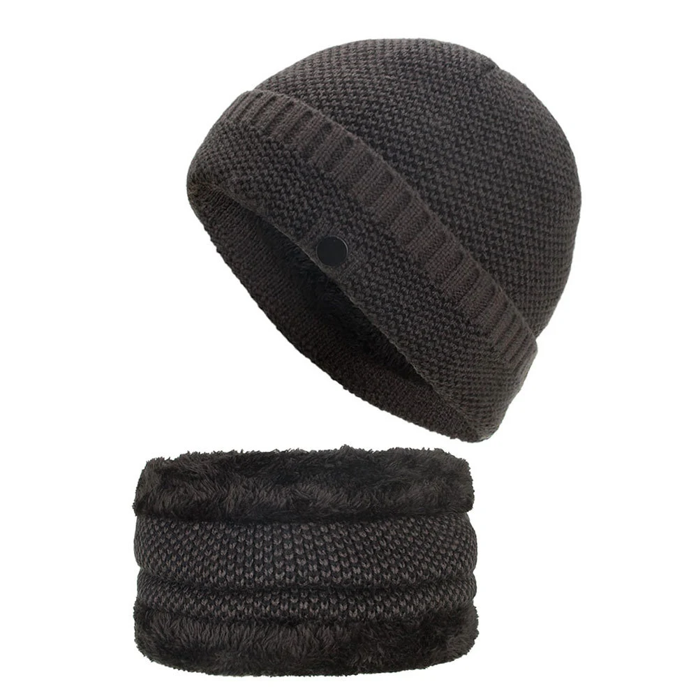 Gray Set Punansky, новинка, Skullies Beanies, зимняя теплая вязаная шапка, набор для мужчин и женщин, шапки, шапка, маска, брендовые шапки, модные теплые шапки - Цвет: Gray Set
