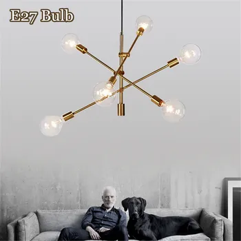 

Modern Nordic Pendant Lights Black Gold Pendant Lamps 6 Head Led Light Bulb Hanging Lamp Home decoration lighting Lamp
