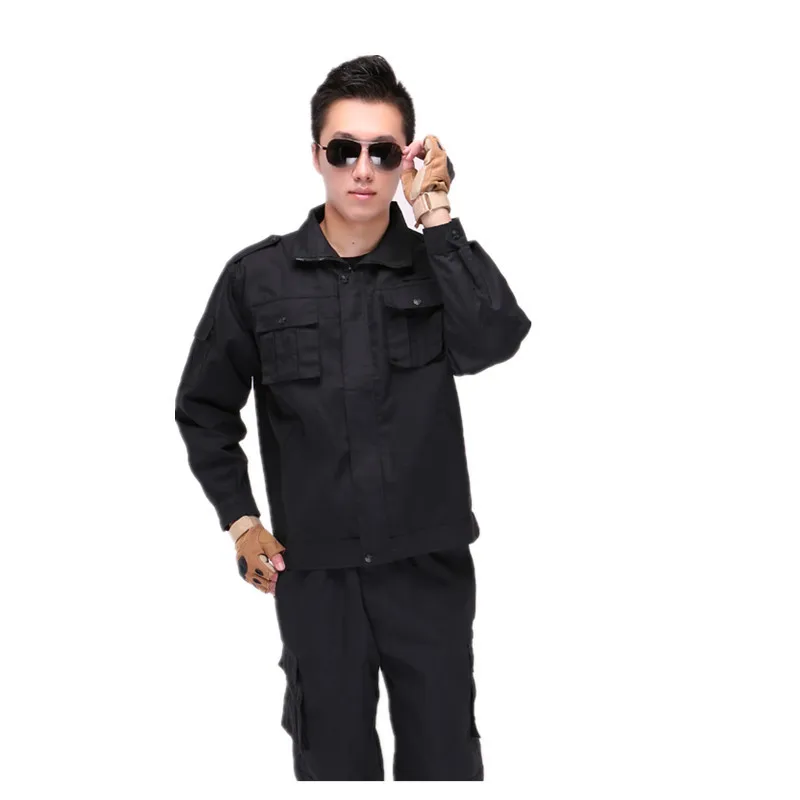 

Black Long Sleeves Security Staff Training Clothes Set Men's Anti-Resistant Profession Training Work Clothes Security Staff Suit