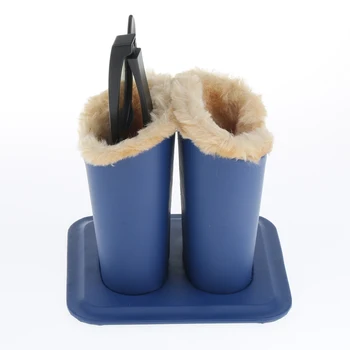

PU Leather Plush Lined Glasses Home Office Desk Holder Eyeglasses Sunglasses Spectacles Stand - Blue