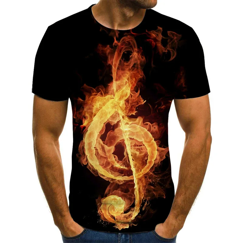 

3D Guitar T-shirt Shirt 2020 New T-shirt Men's Music Symbol T-shirt Printed with Gothic Anime Clothing Short Sleeve T-shirt