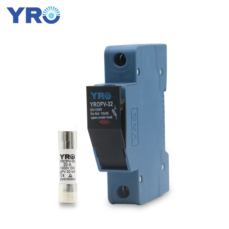 DC 1P 1000V PV Solar Fuse Fusible 10x38MM gPV with LED Fuse Holder for Solar PV System Protection YROPV-32 dc fuse holder solar pv fuse