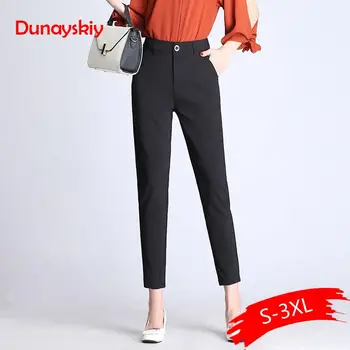 

Dunayskiy Women Spring Solid High Waist Long Pants Formal OL Elegant Harem Pants For Ladies In Workplace Business Suits Trousers