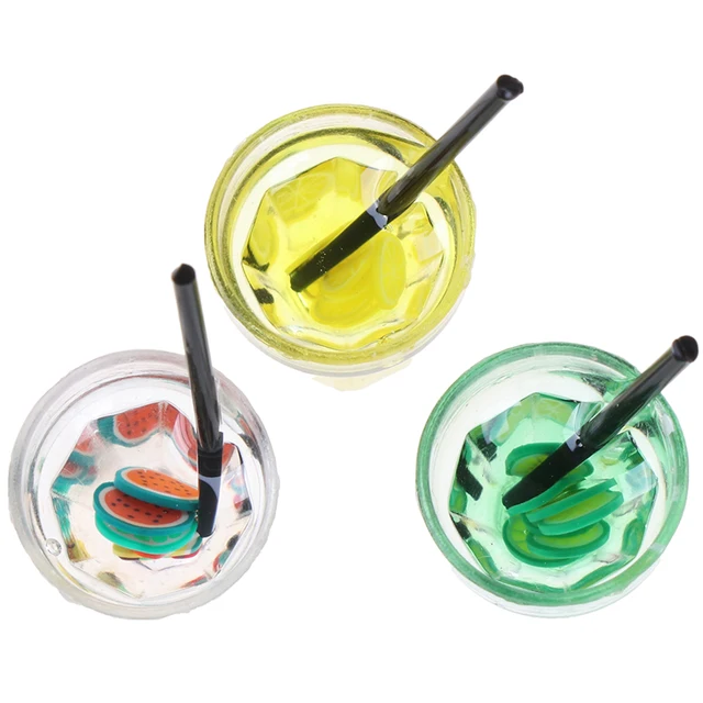 Hot Resin Mini 1:12 Scale Fruit lemon Simulation drink for dollhouse miniature toy milk tea Drink doll food kitchen accessories 6