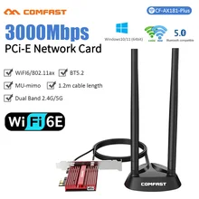 Tri bande Intel AX181 AX180 7265AC Sans Fil Wi fi 6E 802.11AX 3000Mbps Bureau Carte Réseau Sans Fil Bluetooth 5.2 6G PC Adaptateur