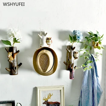 

Creative door porch fitting room hook flower insert personality wall hanging key frame decorative coat bag decoration hook