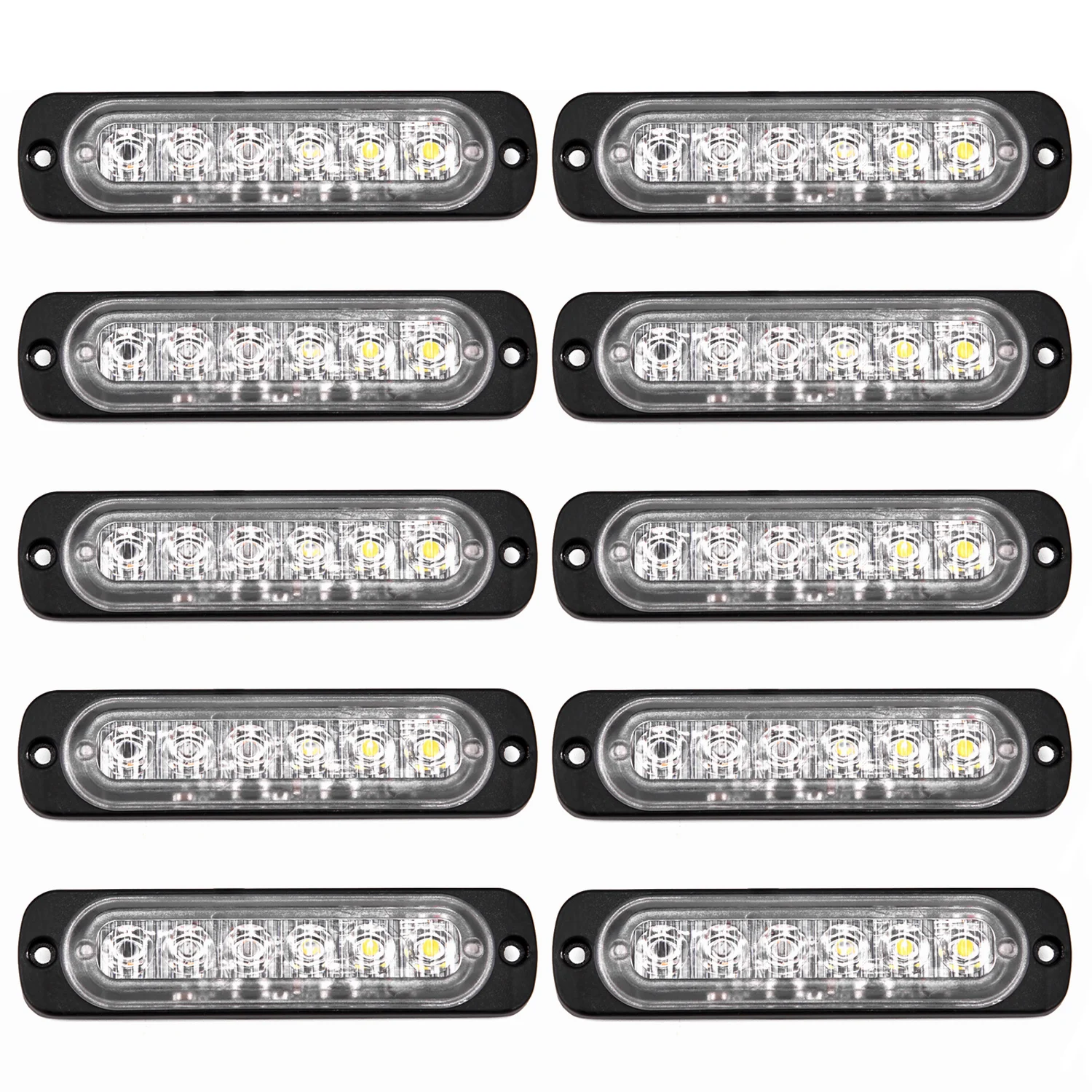 

Car Accessories 10pcs Amber & White 6 LED Car Warning Hazard Emergency Strobe Flash Lights Lamp