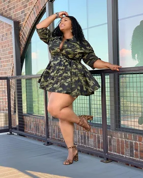 

2020 popular European and American women's Lapel bandage camouflage cardigan coat top nightclub