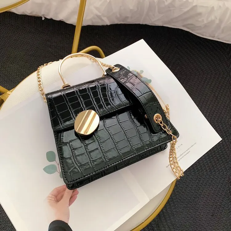 

Small Box Solid Color Casual Fashion Versatile Crocodile Pattern Stereo Bag Youth Shoulder Oblique Handbag