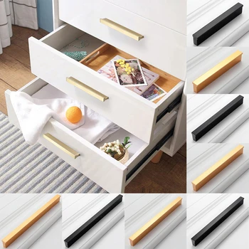 New Cabinet handle Kitchen square handles Armoire long bar Gold doorknob Cupboard drawer knobs Bathroom furniture hardware pulls