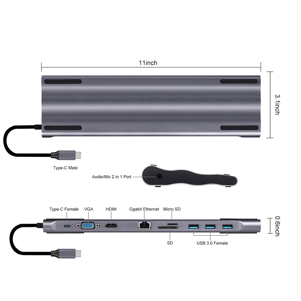 Концентратор USB type C до 3,0 USB HDMI RJ45 usb-хаб для MacBook Pro Аксессуары USB разветвитель Мульти 10 портов type C концентратор USB-C