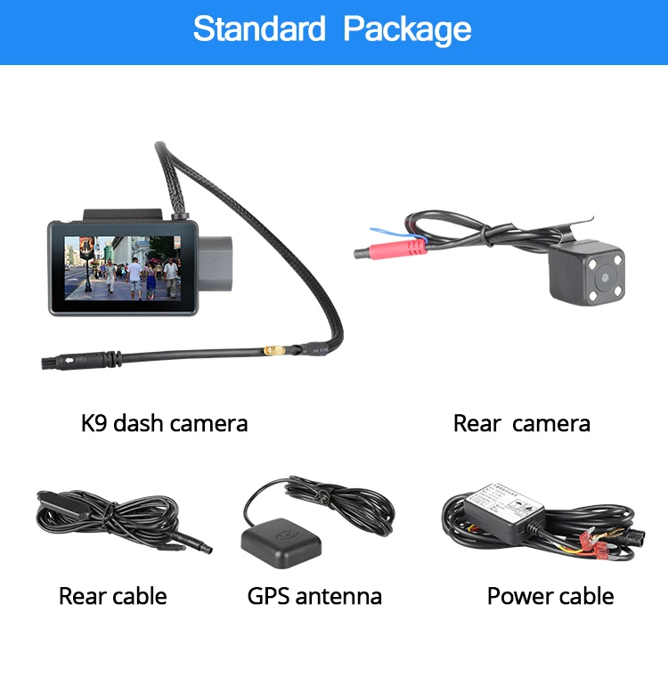 Dash Cam K9 1080P Автомобильный видеорегистратор Камера Full HD Двойной объектив " ips Android Wi-Fi камера приборной панели gps регистратор Авто Камера Запись видео WDR(широкий динамический диапазон) 24 часа в сутки парк