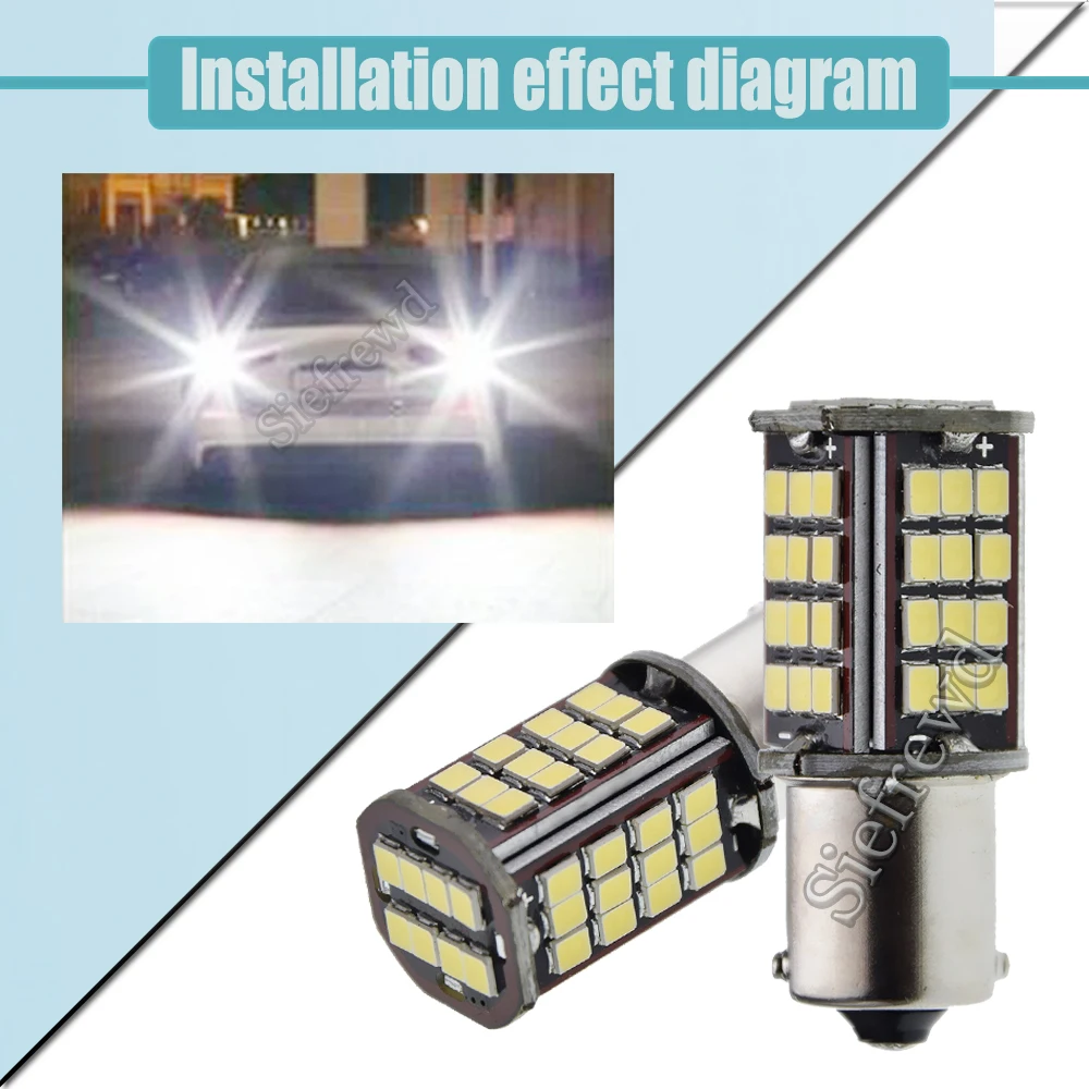 1Pcs 6 V 6 Ʈ 1156 BA15S ڵ  LED ȣ  56SMD 2835 P21W   극ũ  Ʈ ۷κ  ȭƮ 6000K