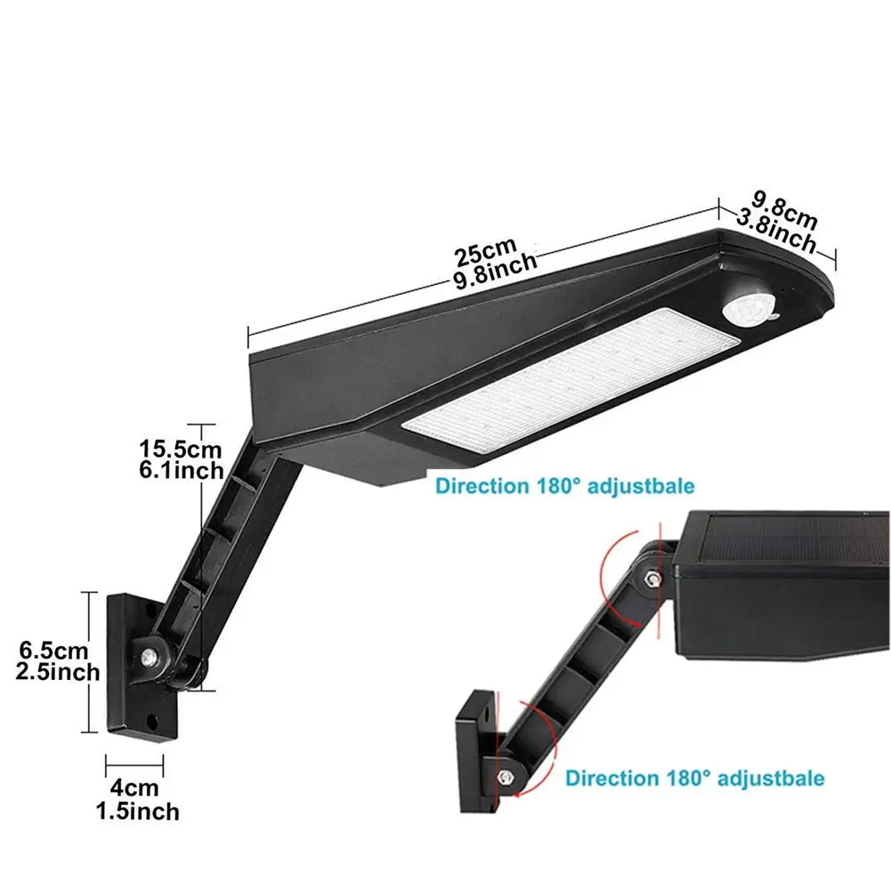 Lâmpada de Parede com Sensor de Movimento e Controle Remoto sem Fio para o Jardim Luz de Segurança ao ar Luz da Noite Livre Solar 48 Led 4500mah 3 de Parede com Sensor De Movimento e