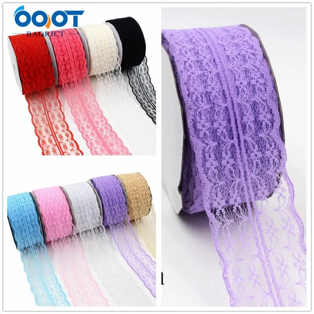OOOT BAORJCT L-20401-212 45mm 5yards Colored Bilateral Hollow Flowers Ribbons Wedding Accessories DIY handmade materials | Дом и сад