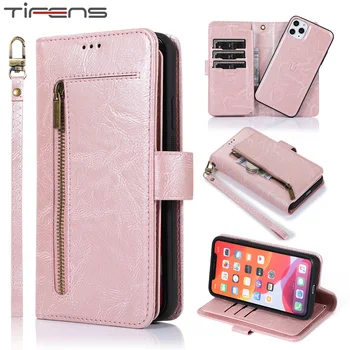 

Leather Flip Wallet Case For iPhone 11 Pro Max Shell For iPhone XS Max XR X 6 6s 7 8 Plus Mujer Removable Strap Phone Cover Bags