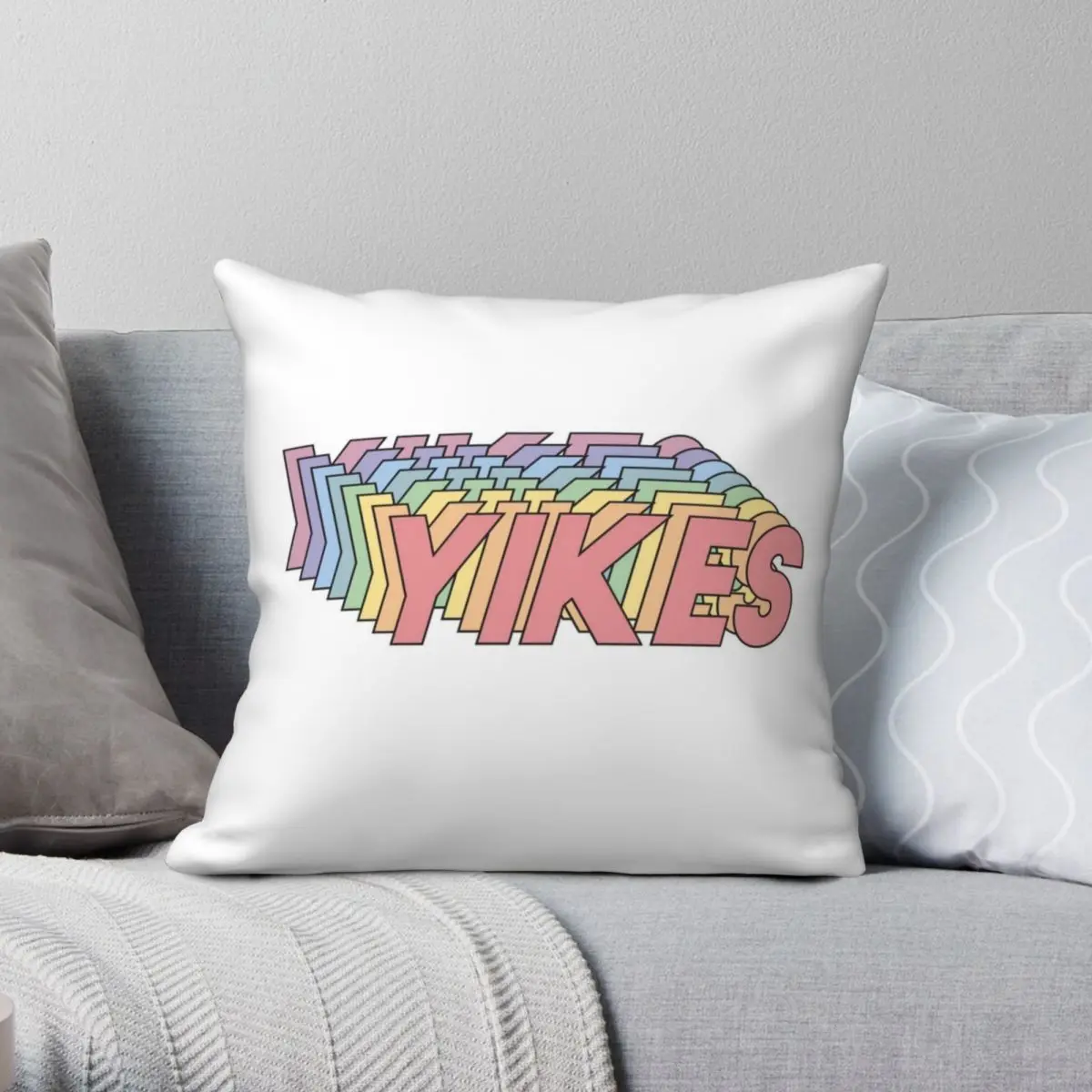 

YIKES Square Pillowcase Polyester Linen Velvet Printed Zip Decorative Pillow Case Home Cushion Cover 45x45