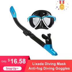 Lixada профессиональная маска для дайвинга, подводная трубка, плавательные очки, набор сухих трубок для мужчин и женщин, противотуманные очки