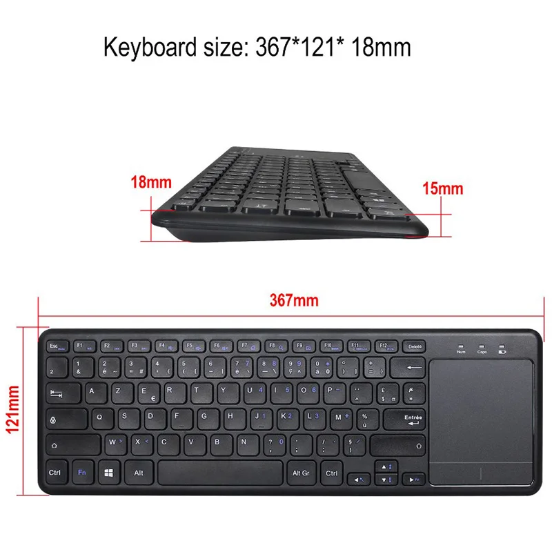 Беспроводная клавиатура 2,4G с сенсорной панелью мыши с энергосберегающей поддержкой компьютера и телевизора, беспроводная клавиатура