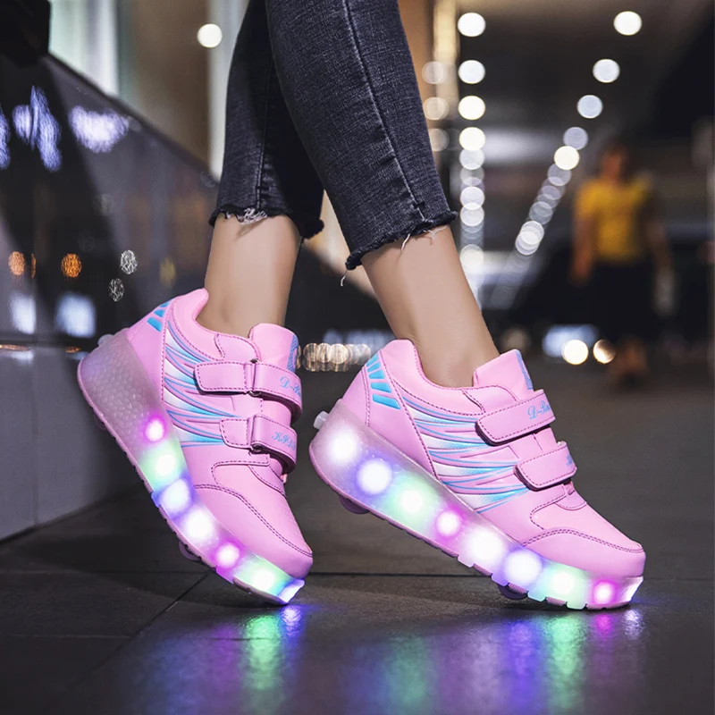 Roller Skates 2 Wheels Shoes Glowing Lighted Led Children Boys Girls Kids 2022 Fashion Luminous Sports Boots Casual Sneakers 5