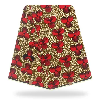 

High Quality 6 yards African Fabric for Evening Party Dress African Cotton Wax Prints Fabric Red Printed Wax Fabric