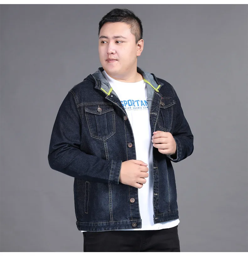 10XL 8XL 6X Мужская джинсовая куртка мужская Ковбойская хлопковая приталенная однобортная куртка повседневная Весенняя Мужская куртка с капюшоном и пальто