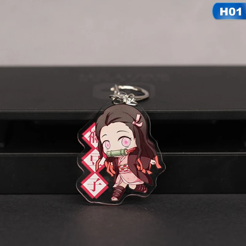 1 Аниме Demon Slayer: Kimetsu No Yaiba акриловый брелок для ключей Косплей Аниме Подарки сумка подвеска брелок держатель - Цвет: 1