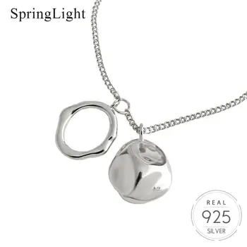 

Springlight Genuine S925 Sterling Silver Necklace Geometric Irregular Round Clavicle Necklace for Women Simple All-match Jewelry