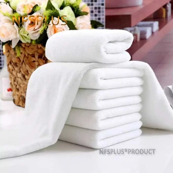 

Thicken Cotton Towels For Adults 80x140cm Bath Towel 35x75cm Face Towel Hand Terry Washcloth Absorbent White Bathroom Towels Set