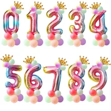 Разноцветные воздушные шары из фольги с цифрами для детей 0, 1, 2, 3, 4, 5, 6, 7, 8, 9 лет, украшения для дня рождения, Нового года, детские праздничные воздушные шары на свадьбу, юбилей