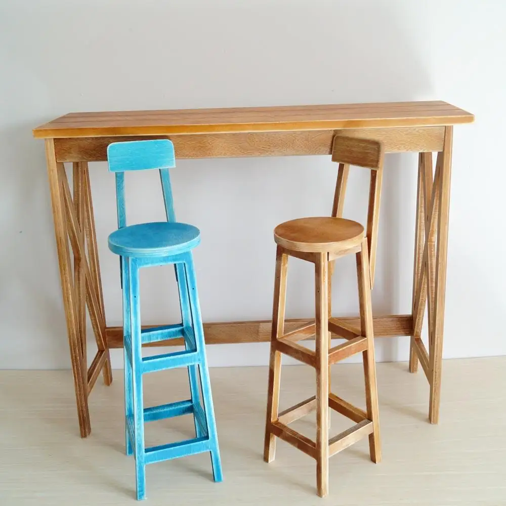 

BJD Mini Furniture Wood Bar Table Chair Stool For 1/3 24" 60cm 1/4 17" Tall BJD doll SD MSD DK DZ AOD DD Doll HEDUOEP