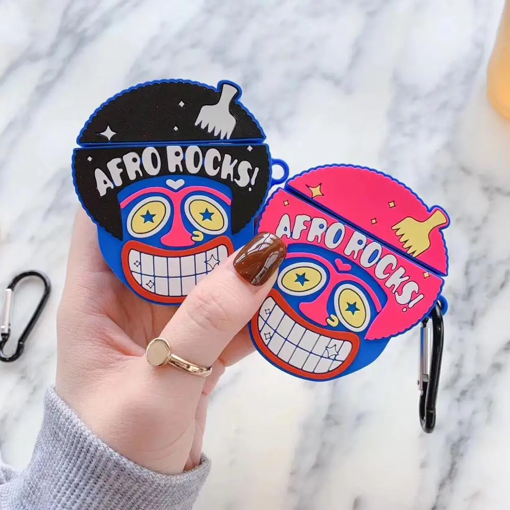 

New afro rocks afro rocks soft silicon Wireless Earphone Charging Box Cover Bag for Apple AirPods 1 2 Anti-fall Bluetooth case