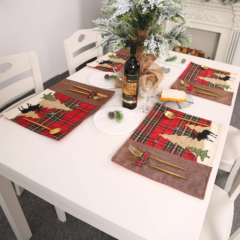 Table Runner Cotton Burlap Buffalo Check Double Sided Plaid Table Runner for Christmas Birthday Party Decoration 14x72inch