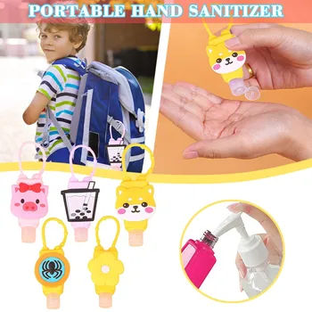 

5PC Hand Sanitizer Dispensing Portable Bracelet Wristband Hand Dispenser 30ml Cartoon pattern pendant No Clean Detachable