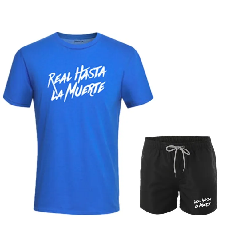 Men's jogging tracksuit T-shirt+shorts 2pcs/set gym fitness sports suit men workout exercise clothes for men running sportswear - Цвет: picture color