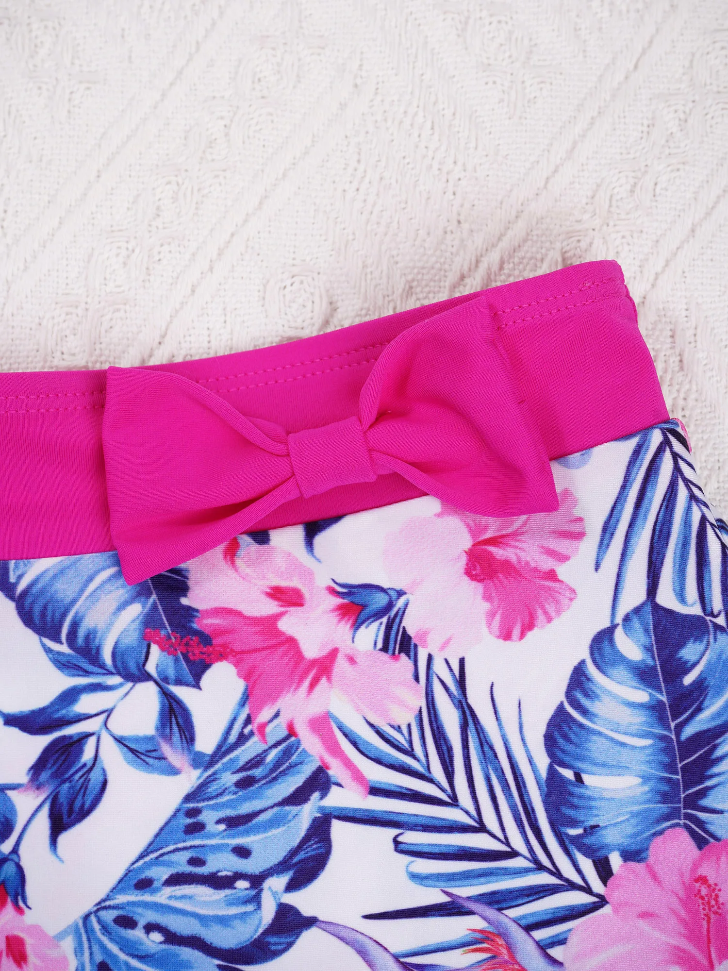 Kids Girls Swimsuits Outfits 3Pcs Floral Oblique Shoulder Ruffle Vest Crop Tops with Bikini Briefs and Skirts Children Swimwear