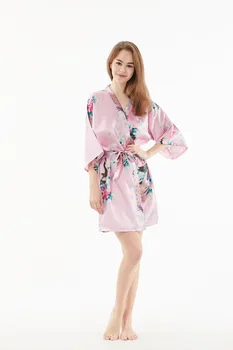 

Chinese Style Pyjama peacock pyjamas short Nightgown pyjamas sexy cardigan bathrobe silk dressing gown HotPijamas Women Bathrobe