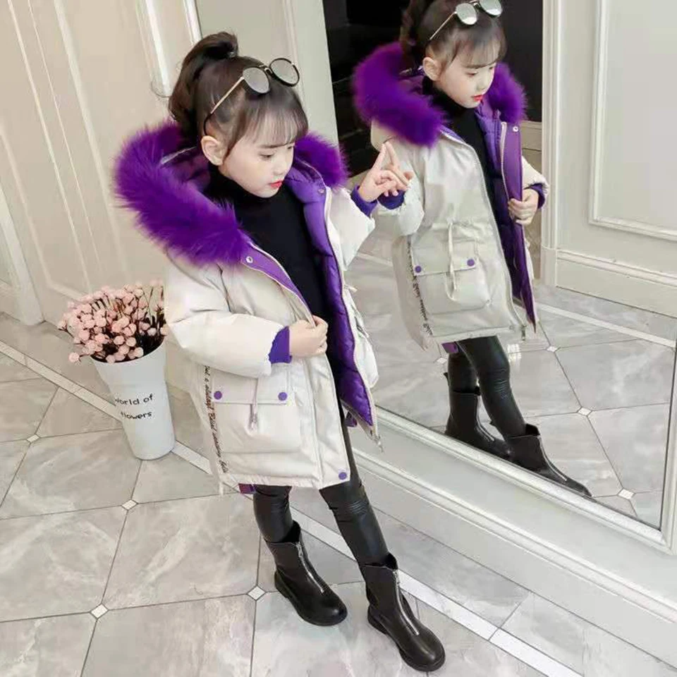 Детская куртка, верхняя одежда зимние теплые пуховые хлопковые парки для девочек пальто с капюшоном куртки для девочек-подростков размеры 3, 4, 6, 8, 10, 12 лет - Цвет: 003