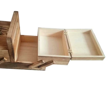 

Vintage Storage With Handle Cantilevered Sewing Box Wooden Large Capacity Home Cosmetic Case Organizer Shabby Portable Travel