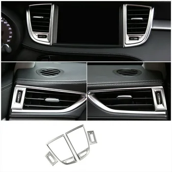 

4pcs Sliver Car Console L&R Air Outlets Vent Cover Trim Stainless Steel Interior Decoration For Infiniti QX50 2018-2020