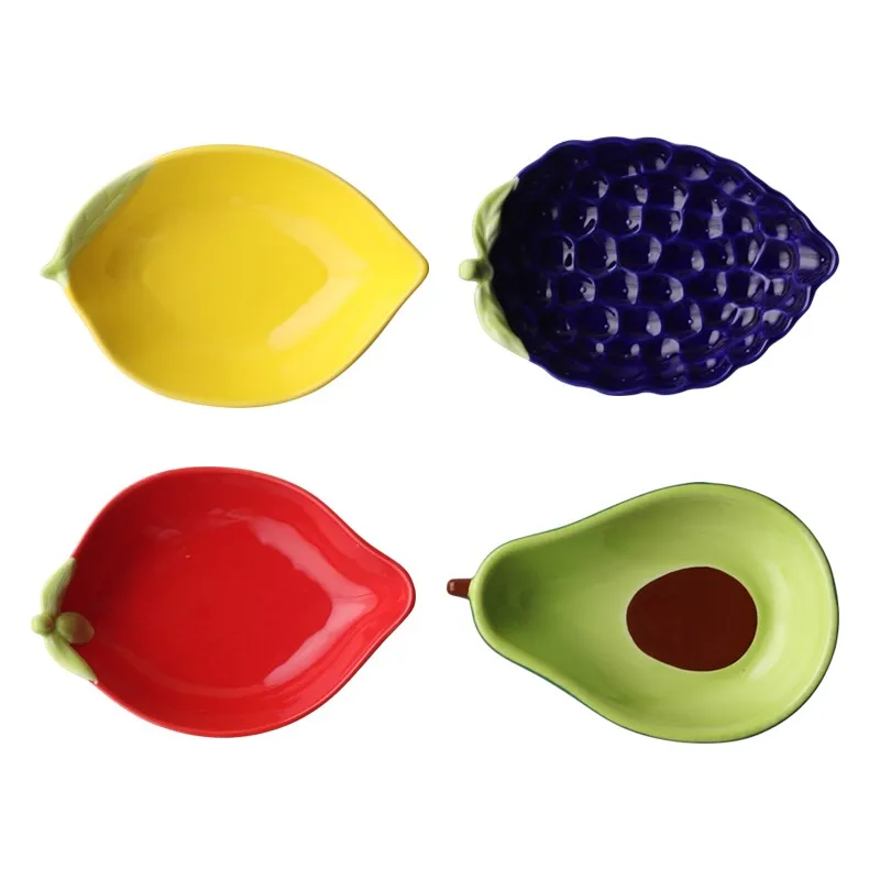Fruit Shape Plate Snack Tray Cute Kids Dining Plates Avocado Lemon